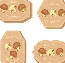 set with four rectangular labels for mushrooms vector image