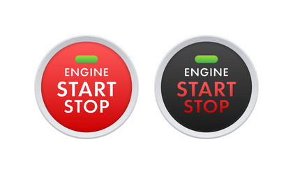 Car engine start stop button starting vector