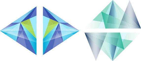 Geometric shapes set faceted crystal triangular vector