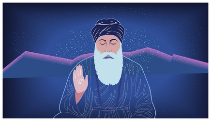 guru nanak dev ji meditative blessings vector image