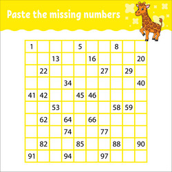 paste the missing numbers from 1 to 100 vector image