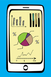 smart phone sketch with doodle finance vector