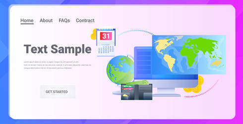 world map on computer monitor global network vector image