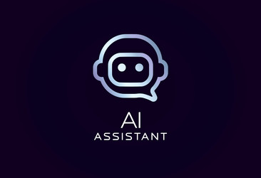 ai assistant logo with robot face in speech bubble vector image
