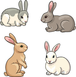 Cute bunny collection set isolated Royalty Free Vector Image