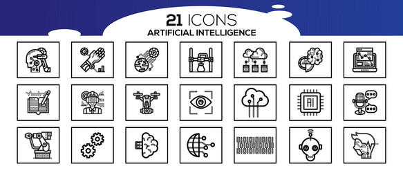 simple set of artificial intelligence related vector image