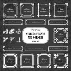 calligraphic frames and corners on chalkboard Vector Image