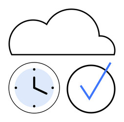 cloud storage with clock and checkmark vector image