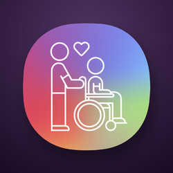 Disabled people help app icon volunteer vector