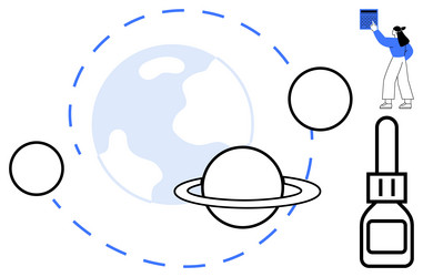 exploring space with planets orbit and learning vector image