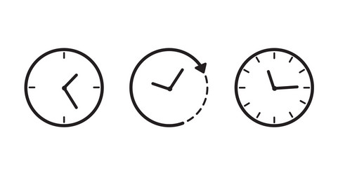 Set time and clock line icons vector