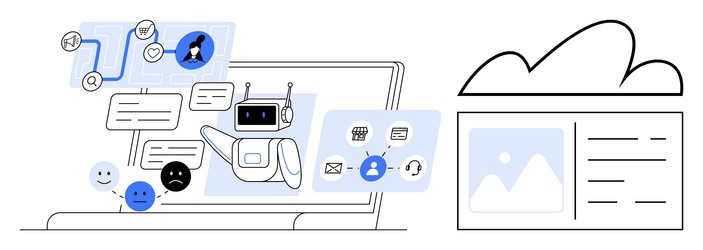 ai chatbot interacting within cloud-based data vector image
