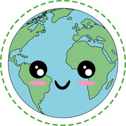 Kawaii earth planet icon vector