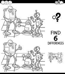 differences color book with robot characters vector image