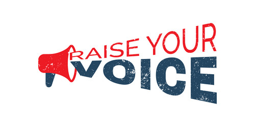 Megaphone raise your voice red stamp graphic vector