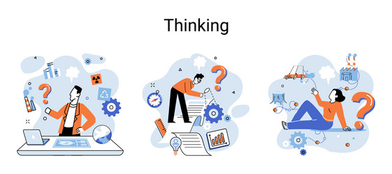 problem solving concept man wondering or thinking vector image