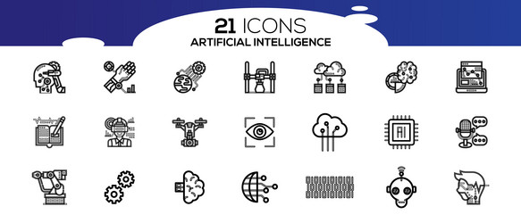 simple set of artificial intelligence related vector image