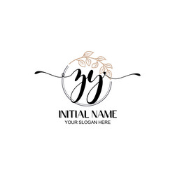 elegant zy initial logo design with botanical Vector Image