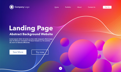 gradient abstract wave background landing page vector image