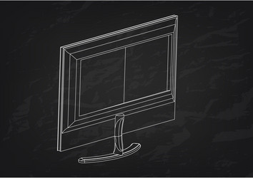 3d model of the monitor on a black vector