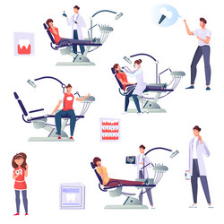 dentistry flat icons collection vector