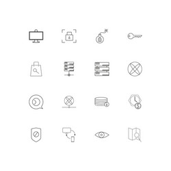 internet security linear thin icons set outlined vector image