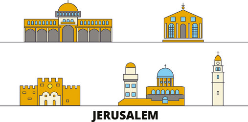 israel jerusalem flat landmarks vector