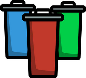 Garbage containers with separated trash icon vector