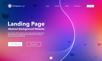 Gradient abstract wave background landing page vector