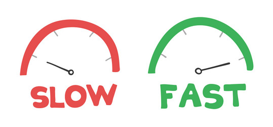 Hand-drawn speedometers slow and fast Royalty Free Vector