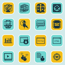 set of 16 seo icons includes ppc web page vector