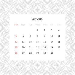 calendar page for july 2015 vector