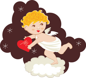 Funny cupid stealing hearts vector