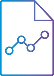 Line chart in document gradient style icon vector