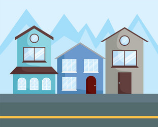 Row of houses design Royalty Free Vector Image
