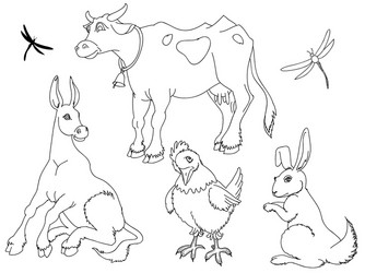 domestic animals outlined set a collection vector