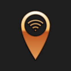 Gold pointer map with wifi internet signal vector