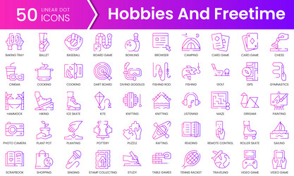 set of hobbies and freetime icons gradient style vector image