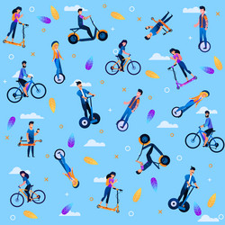 People and eco transportation seamless pattern vector