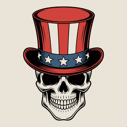 skull with american flag top hat Vector Image