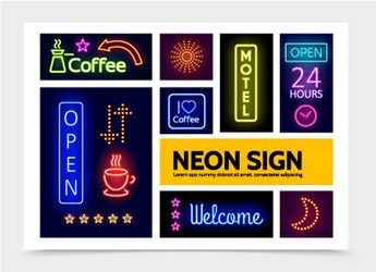 advertising neon signs infographic template Vector Image