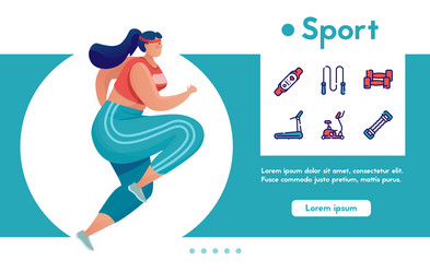 Banner sport exercise and linear icons set vector