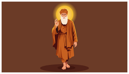 guru nanak dev ji walking with divine blessings vector image