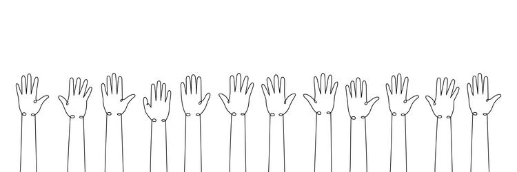 hands up one line continuous drawing vector