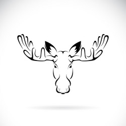 Moose Head Silhouette on White Vector Image