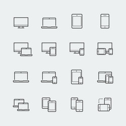 responsive web design icons for computer monitor vector image