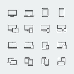 Responsive web design icons for computer monitor vector