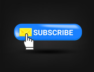 subscribe button with hand pointer 3d vector image