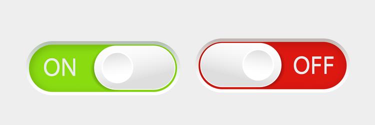 On slider buttons red and green switch interface Vector Image
