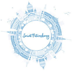 Saint Petersburg Skyline Outline Vector Image